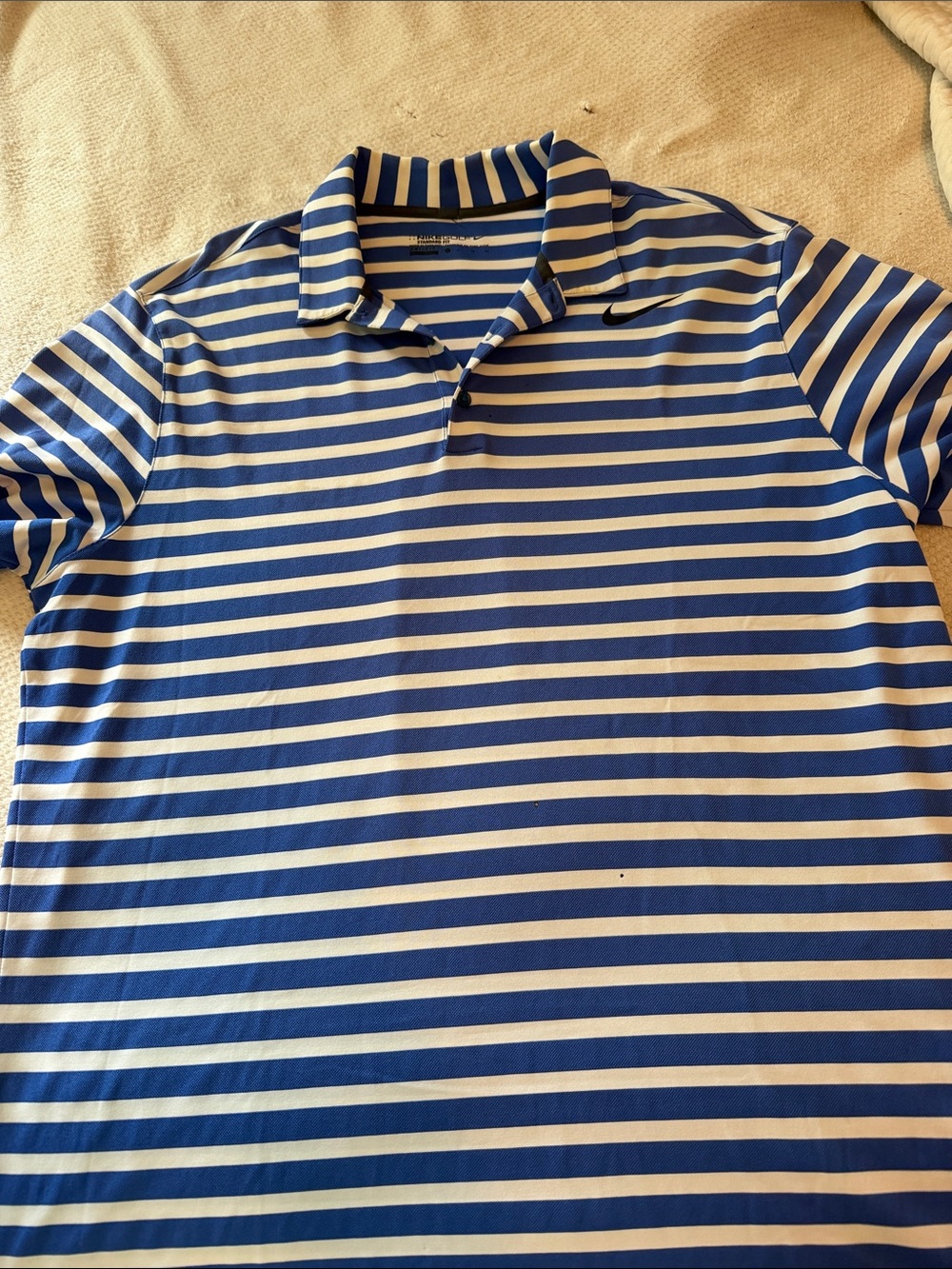 Nike Men’s Blue and White Striped Polo